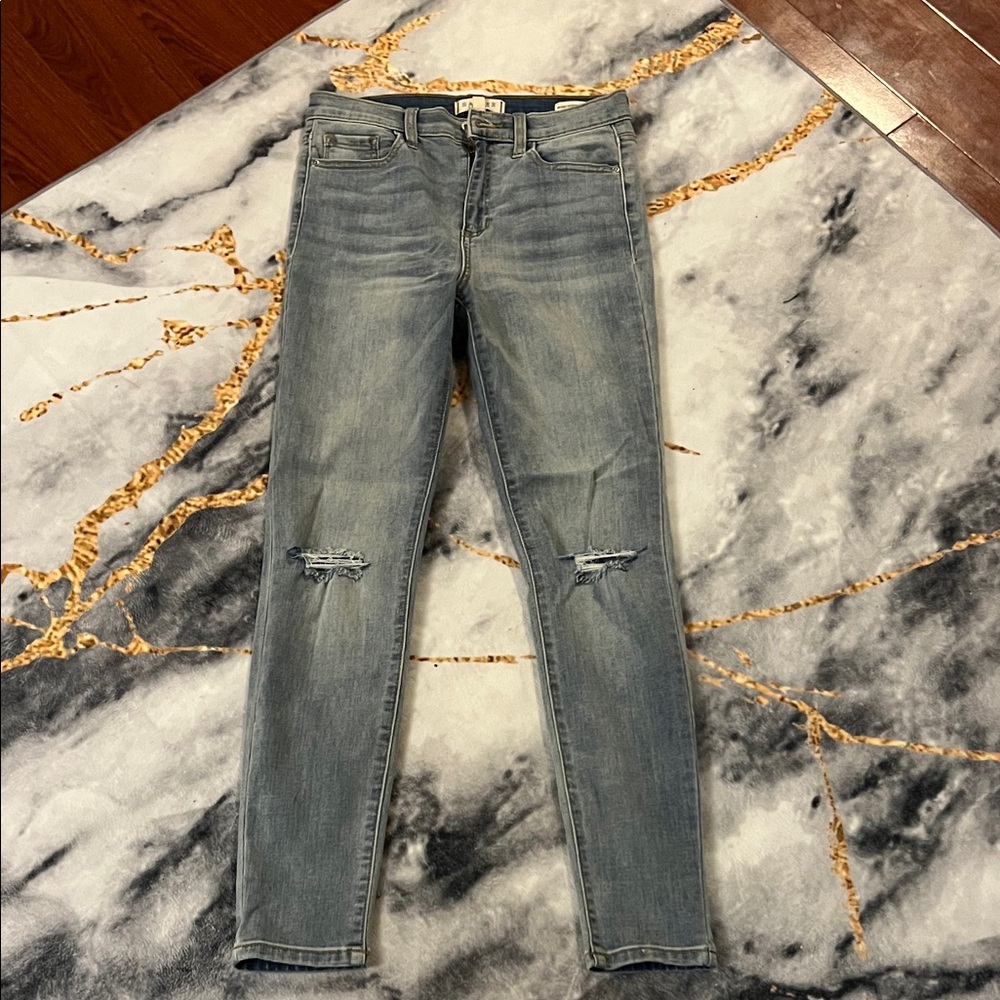 Harper Light Gray Distressed Skinny Jeans